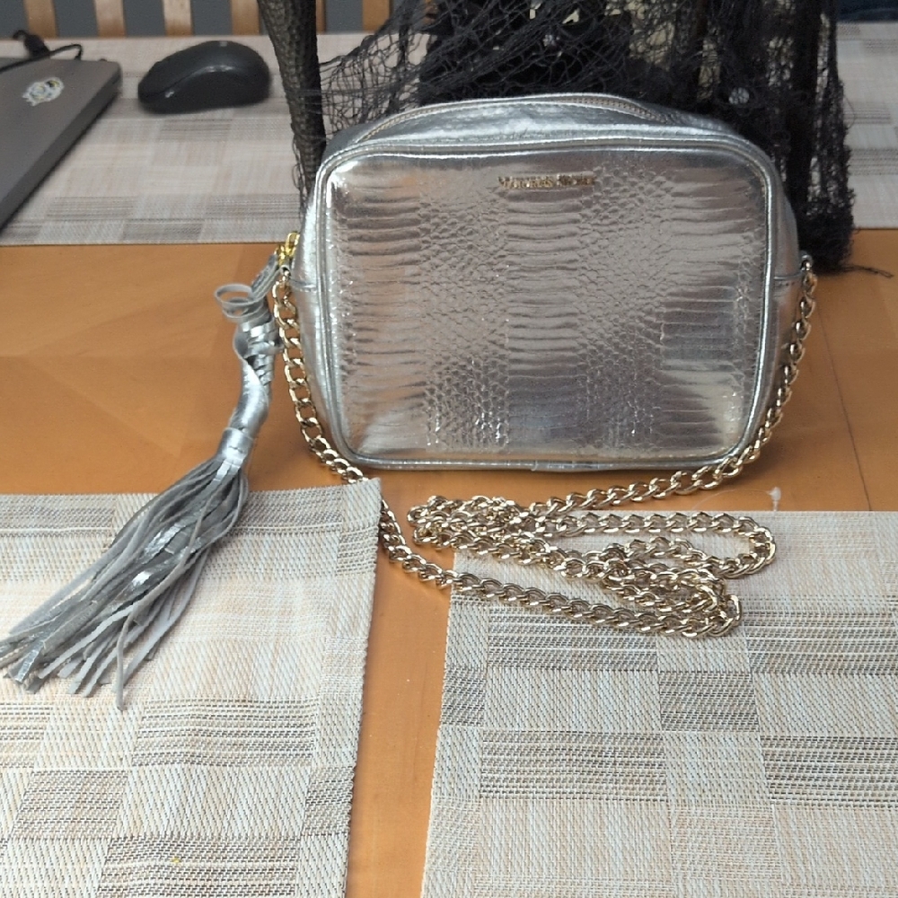 Victoria's Secret Silver Crossbody Bag with Chain Strap